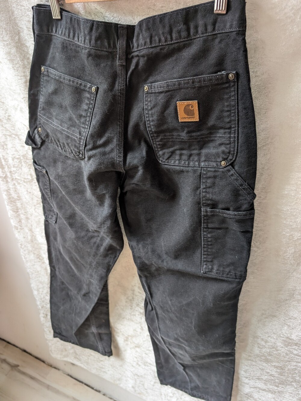 30x32 B136-blk Double Front Duck Canvas Carhartt Vintage Carpenter Loose Fit - Picture 2 of 7